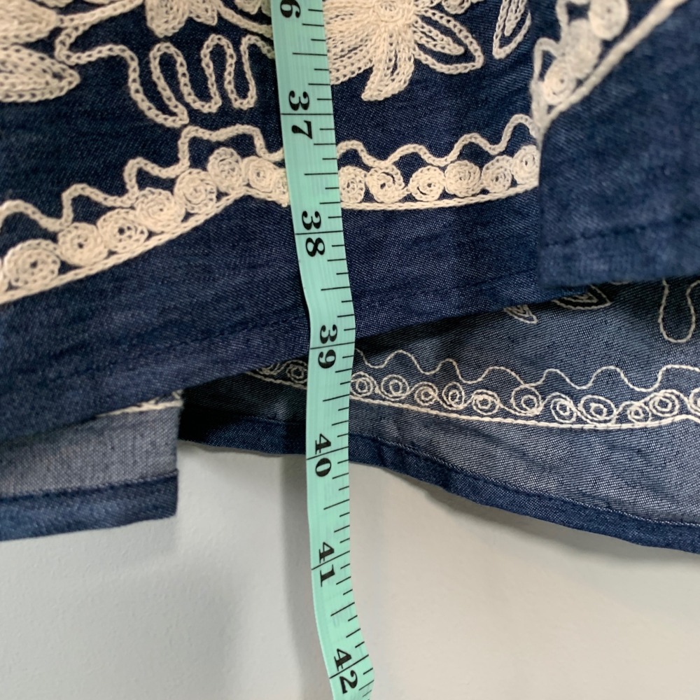 NEW Westport Dressbarn‎ Blue Chambray Embroidered Floral Shift Dress 24W - Picture 7 of 9